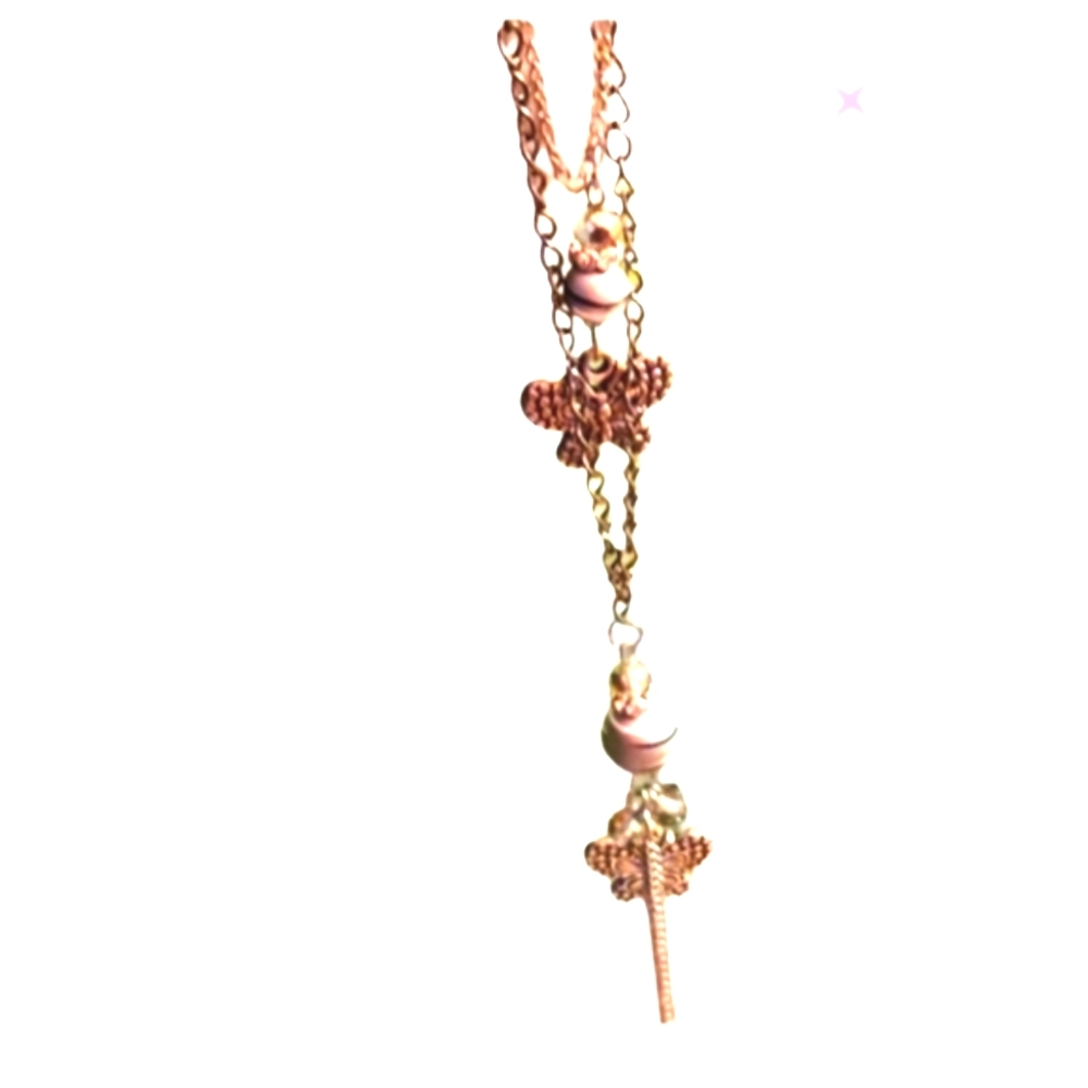 Double butterfly tassel necklace earring set new